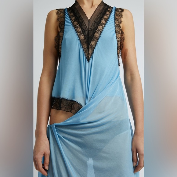 NWT Christopher Esber Tucked Negligee Slip Dress Cutout Tucked Chiffon Blue 10 - Picture 6 of 15